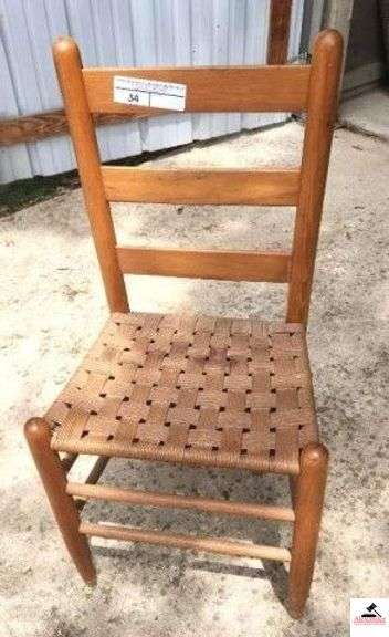 (2) STRAIGHT CHAIRS WITH CORD SEATS - (SHED) image
