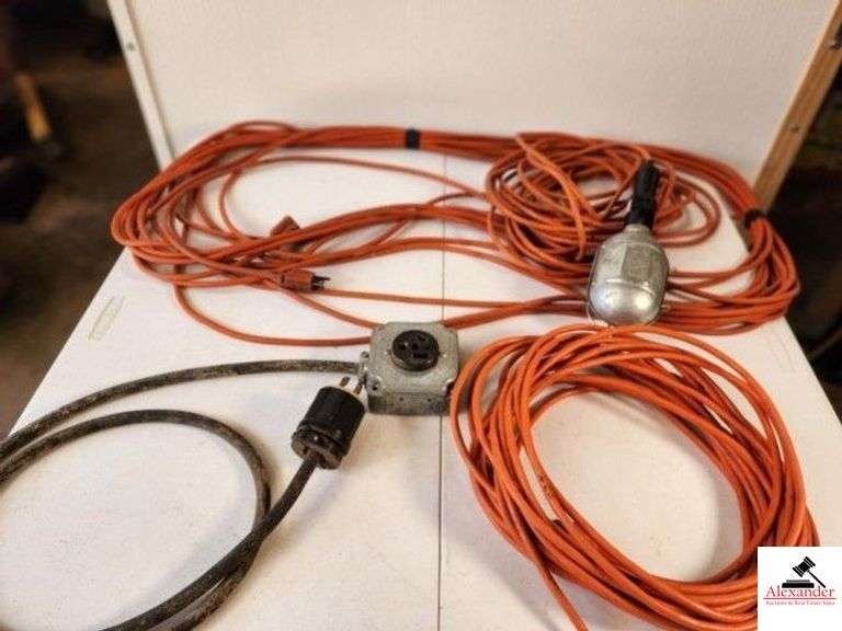 EXTENSION CORDS 5" +/- 220 EXTENSTION CORD - 50" EXTENSION CORD -  ONE EXTENSION CORD HAS NO END - (SHOP) image