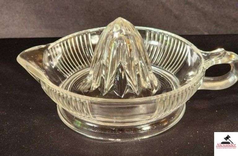VINTAGE CLEAR GLASS HANDLED JUICER (HALL) image