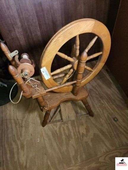 VINTAGE WOOD SPIRAL SPINNING WHEEL (UPSTAIRS) image