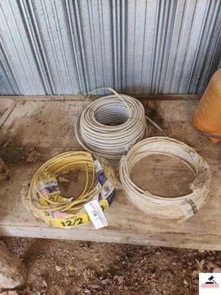 ROMEX 12-2 TYPE MW ELECTRICAL WIRE - PARTIAL ROLL NN-B 12-3 WIRE - 12-3 WITH GROUND 600 UNIT PERFECT WIRE - ROLL OF FLEX CONDUIT GREY WIRE ELECTRICAL CABLE - (IMP SHED) image