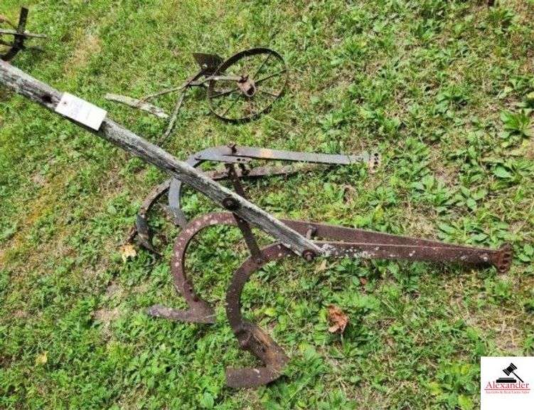 (2) DOUBLE SHOVEL FRAMES SINGLE GARDEN PLOW POINT WITH FRONT WHEEL - (OUTSIDE) image