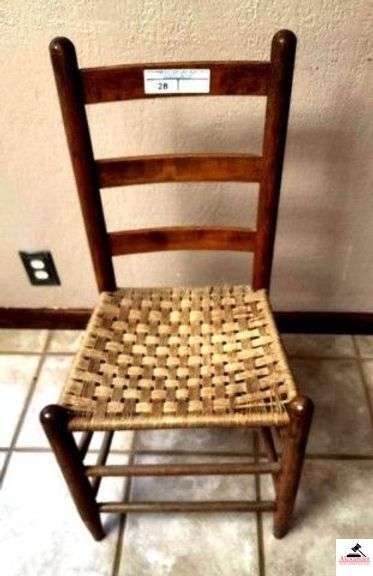 VINTAGE STRAIGHT CHAIR WITH TWINE SEAT - (GARAGE) image