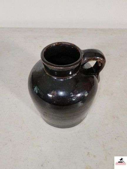 SMALL BROWN STONEWARE SYRUP PITCHER - 6 1/4" (NW BEDROOM) image