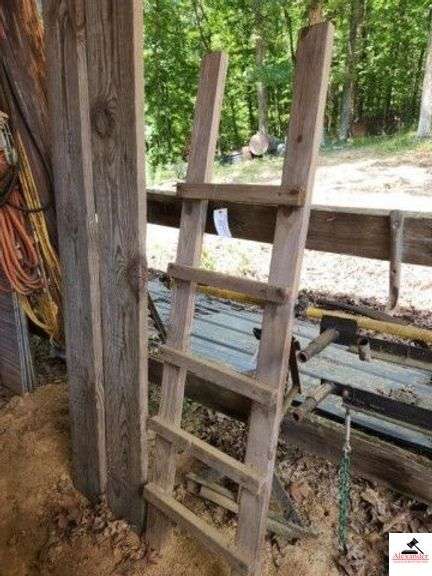WOOD LADDER- 74"  FOR DEER STAND & PAIR 2X10 TRAILER RAMPS 8FT. - (IMP SHED) image