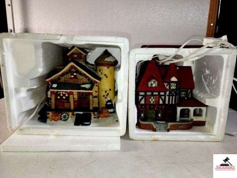CAROLE TOWNE 2001 COLLECTION "THE MILL HOUSE" VILLAGE - COPPERFIELD KEEPSAKE PORCELAIN LIGHTED HOUSE WITH RED ROOF (UPSTAIRS) image