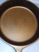 3 notch Lodge, heat ring #6 cast iron skillet, MM 2. CASTING IMPERFECTION; NOT CRACKED!