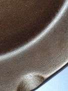 3 notch Lodge, heat ring #6 cast iron skillet, MM 2. CASTING IMPERFECTION; NOT CRACKED!