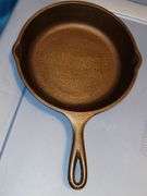 Lodge #5 cast iron skillet, nicely seasoned and ready to go