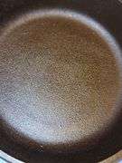 Lodge #5 cast iron skillet, nicely seasoned and ready to go