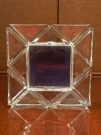 6” square lead crystal stand alone shadowbox photo frame