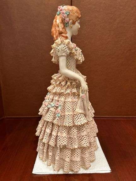 Antique Heirlooms of Tomorrow porcelain lady figurine with very detailed lace gown…..14-1/2” tall
