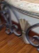 Console table, metal base most likely imitation marble top, 35.5" X 66" X 19.5"