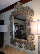 Gorgeous extra large ornate wood framed beveled edge mirror, 70" X 46"