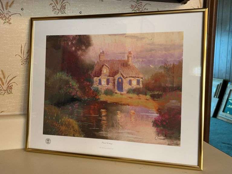 Authentic Thomas Kinkade “Pastel Cottage” limited edition color sketch print (341/4267) with COA…..20-1/2 x 16-1/2 image