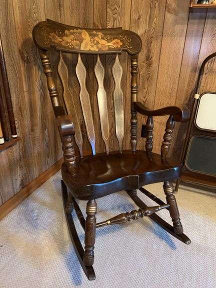 Vintage solid wood rocking chair…..very similar to Nichols & Stone but not marked….24-1/2 x 17-1/2 x 42-1/2 tall overall image