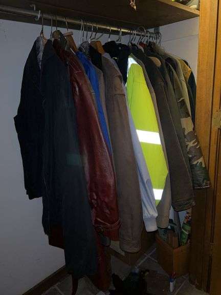 Grouping of men’s jackets…..various materials, designs and sizes image