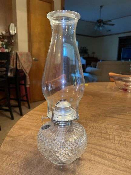 Vintage Lamplight Farms cut glass oil lamp…..13” tall image