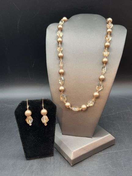 Nice looking matching earrings and necklace either art deco beading image