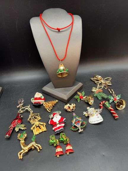 Great looking grouping of Christmas jewelry and (1) butterfly scarf accent piece image