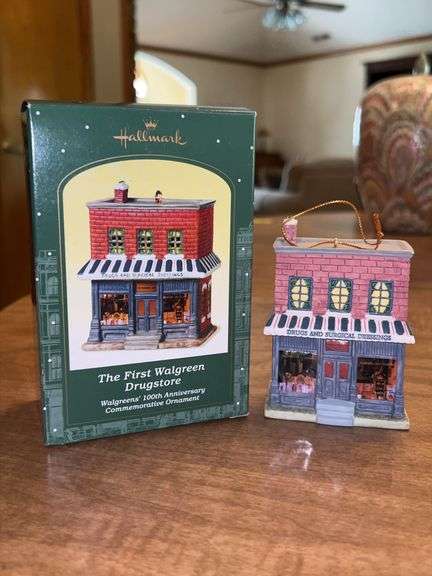 Hallmark “Walgreens 100th Anniversary Commemorative Ornament”…..The First Walgreen Drugstore in original box image