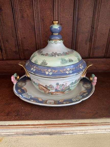 Lovely decorative lid bowl on platter image
