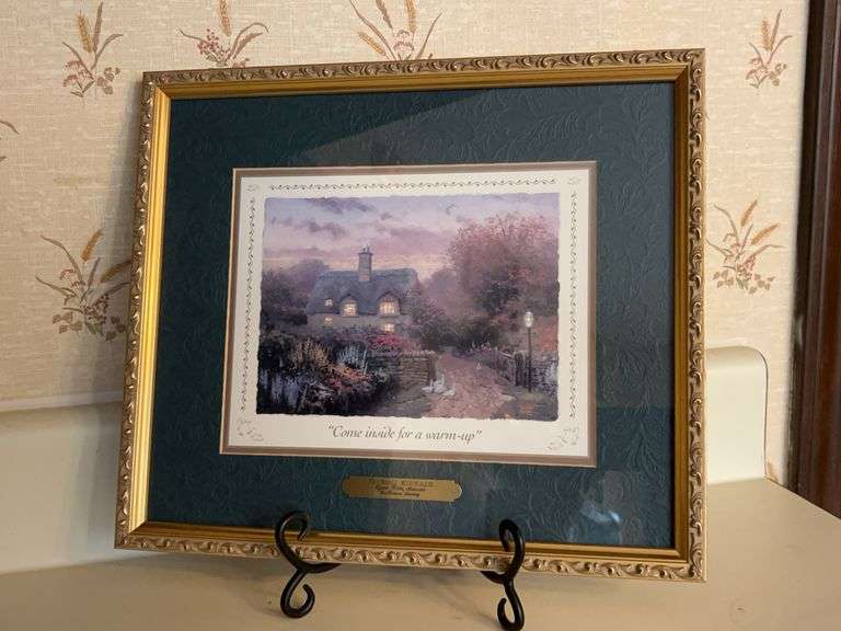 Authentic Thomas Kinkade “Open Gate Sussex Collectors’ Society” oil on canvas print with COA…..14-1/4 x 12-1/2 image