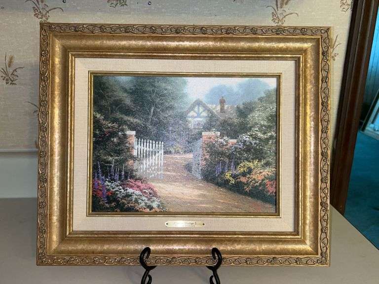 Authentic Thomas Kinkade “Hidden Cottage I” limited dated edition oil on canvas print (11 - 1997) with COA…..part of the Kinkade Classics Collection…..17-1/2 x 14-1/2 image