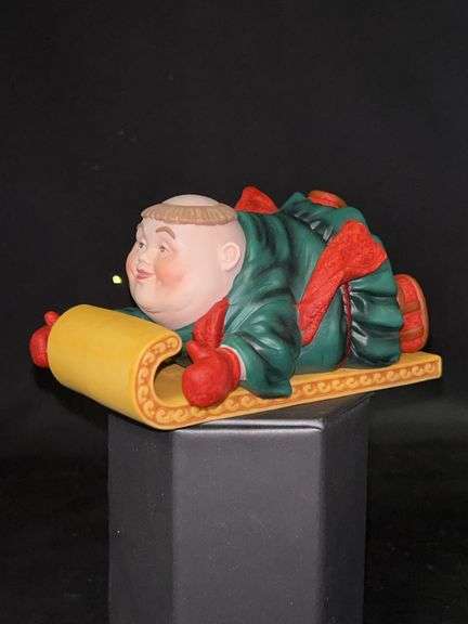 Dept. 56 porcelain Merry Makers Monks “Thaddeus the Tobogganist”…..4-1/2” long , 2-1/2” tall and in original box