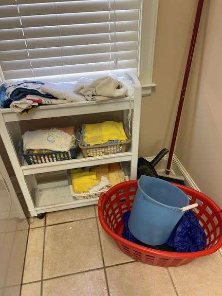 Rolling Cart with Cleaning Supplies and Basket