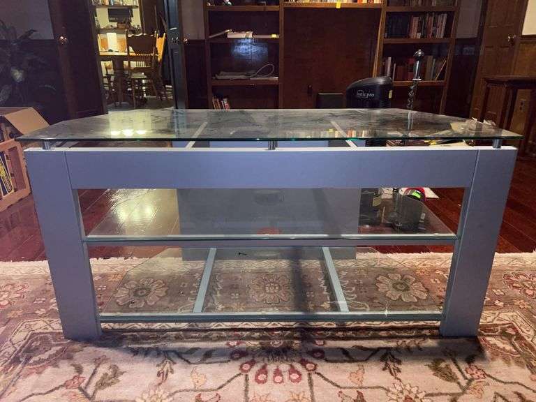 3-tiered glass shelf entertainment console table…..48 x 20 x 24 tall image