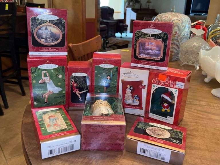 Grouping of Hallmark Keepsake Ornaments (see all pics)…..includes Christmas popcorn tin as storage image
