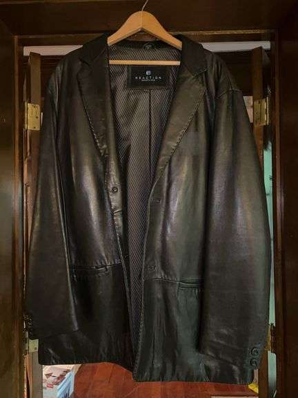 Reaction Kenneth Cole black leather dress jackets…..size XL image