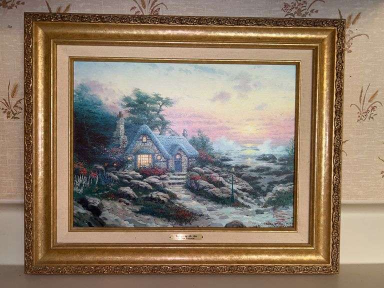 Authentic Thomas Kinkade “Cottage By The Sea” dated edition oil on canvas print (I - 1998￼) with COA…..part of the Kinkade Classics Collection…..21-1/2 x 17-1/2 image