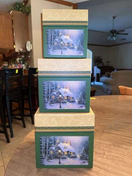 Set of (3) very nice Thomas Kinkade nesting boxes image