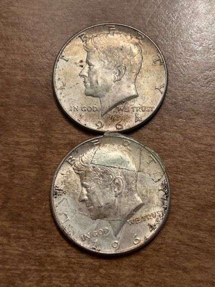 (2) 1964 (90% silver) Kennedy Half Dollars image