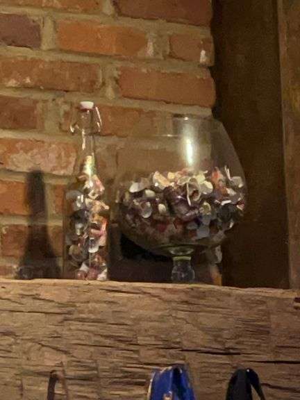 Clear glass decor filled with cigar bands image