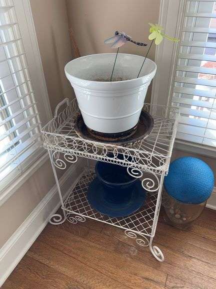 Bakers Rack with Planters and Decor