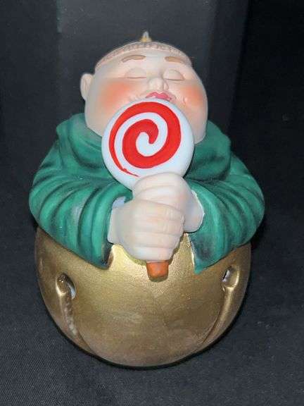 Dept. 56 porcelain Merry Makers Monks “Leopold the Lollipopman” ornament bell…3-1/2” tall and in original box