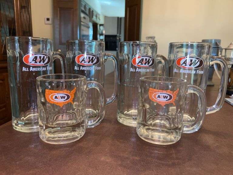 Collection of (6) A&W Root Beer Steins and Mini Mugs image