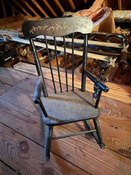 Adorable child size rocker…..needs cleaned from being in attic image
