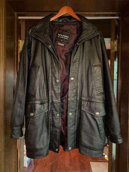 Wilson’s black leather jacket with removable liner…..size M image