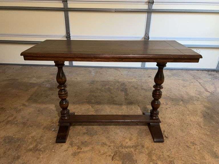 Vintage double pedestal console table…..43-1/2 x 18 x 29 tall image