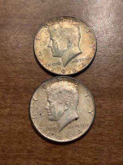 (2) 1964 (90% silver) Kennedy Half Dollars image