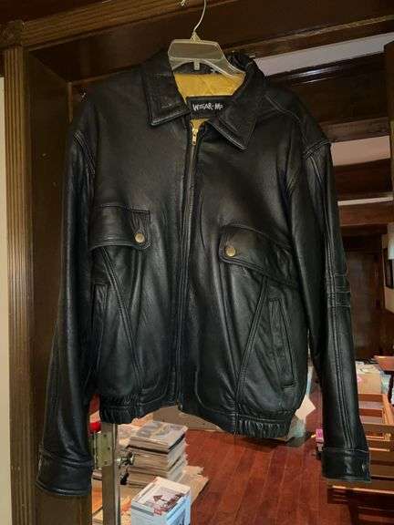Wear Me Out navy blue leather jacket…..size M image