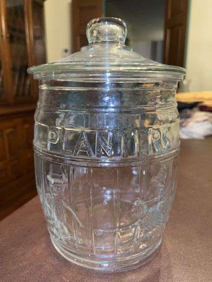 Vintage lidded Planters Peanut jar….11” tall image