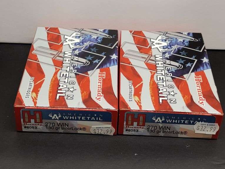 Two 20 Cartridge Boxes Hornady American Whitetail 270 WIN 130 Grain InterLock image
