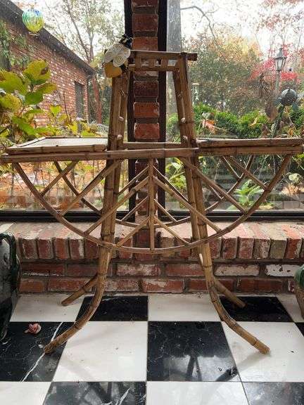 Vintage bamboo/rattan plant stand…..36 x 14-1/4 x 41 tall image