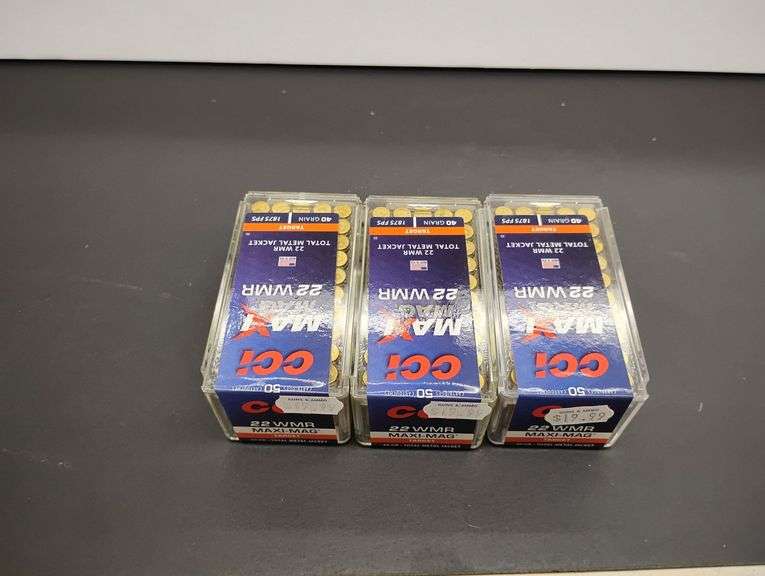 Three 50 Cartridge Boxes of CCI Maximag 22 WMR 40 Gr Total Metal Jacket image