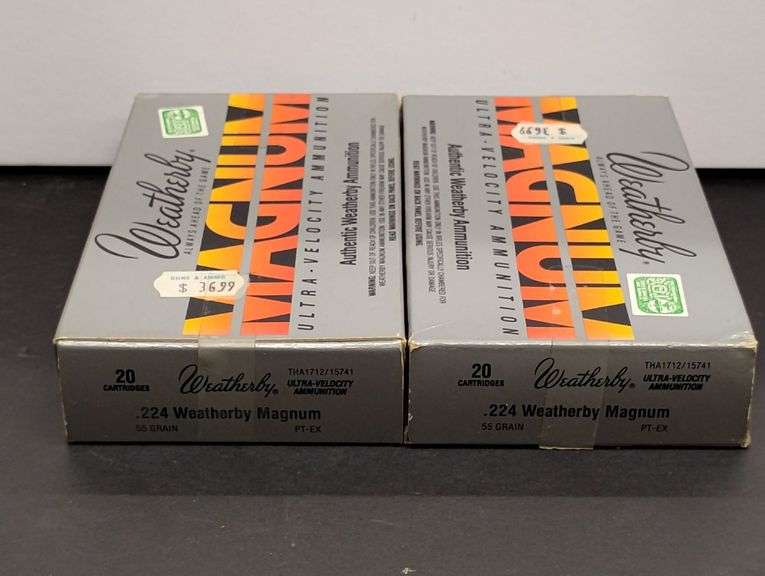 Two 20 Cartridge Boxes Weatherby Magnum .224 55 Grain image